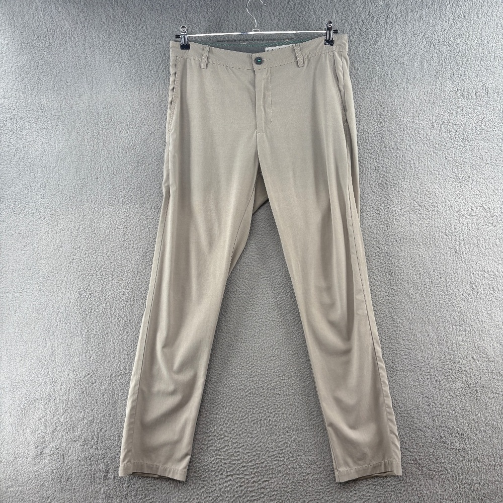 LinkSoul John Ashworth Men’s 34 Khaki Golf Pants Stretch Performance Flat Front